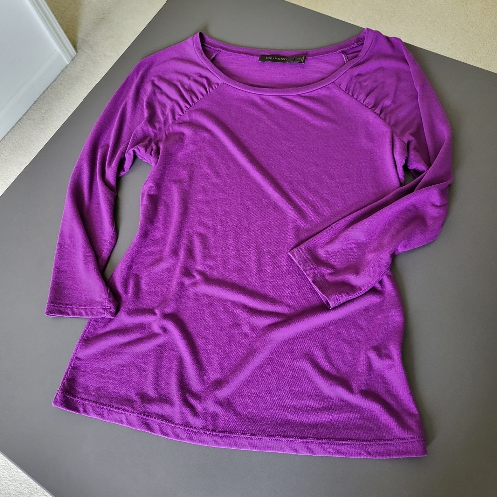 The Limited 7/8 Sleeve Tee Purple XS NWOT